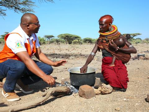 World Vision staff and community member in Marsabit, Kenya.